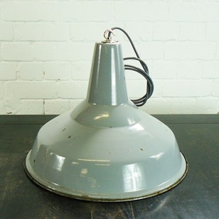 Large Grey Enamel Factory Lampshade